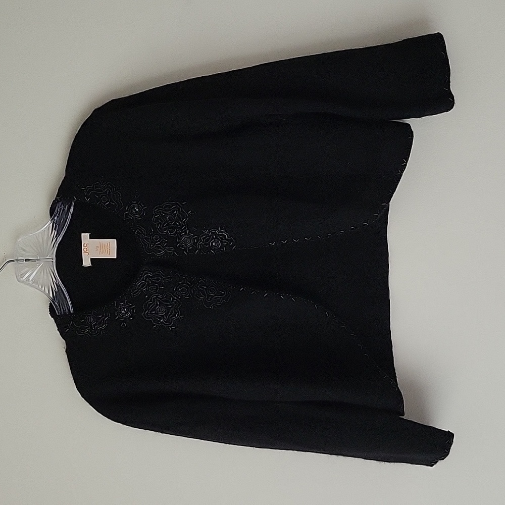 Joe Fresh Women's Black Beaded Wool-Blend Cardigan Shrug- Size L